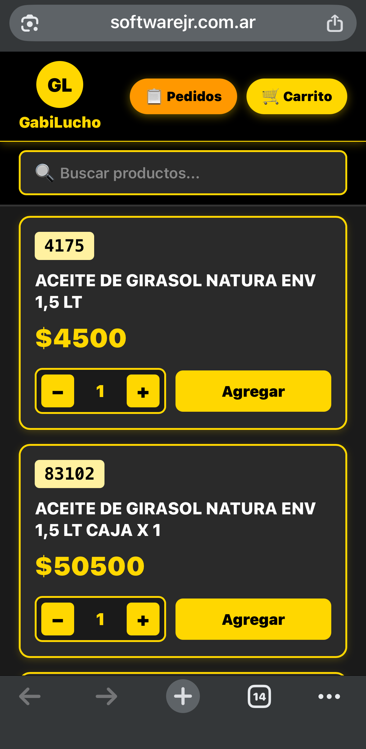 Catálogo de productos